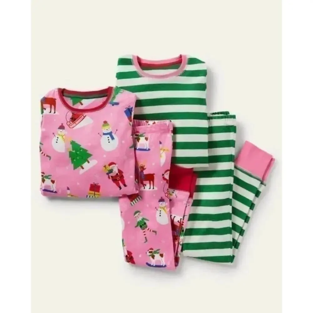 NWT❤️Mini Boden 2-Pack Assorted Two-Piece Fitted Pajamas sz10Y